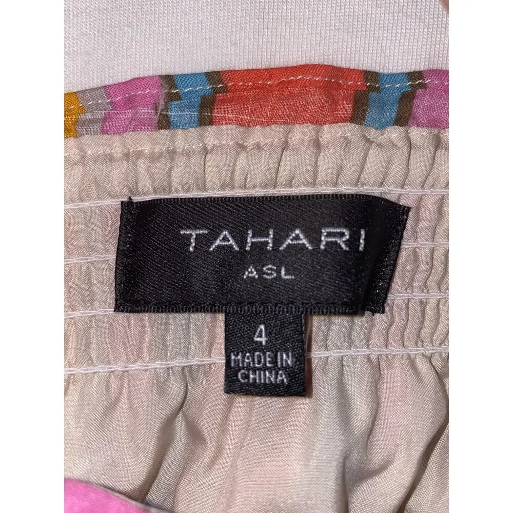 Tahari ASL Dress Womens 4 Multicolor Stripe Tiered Maxi Tassel Hem Sundress Boho - Picture 3 of 6